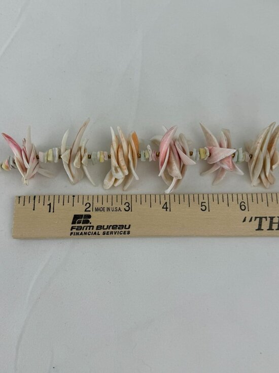 Vintage Shell Necklace 18" Natural Tropical Puka Shell Beach Choker Pink White - Picture 8 of 10